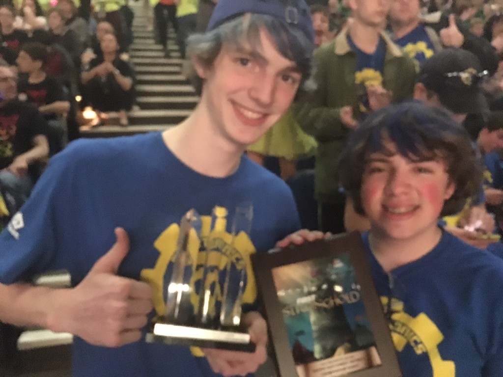 Robby and Kolin proudly show our "Creativity Award" as both played a major role in the creation of the Omni Wheels